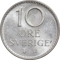 سکه 10 اوره 1973 گوستاو ششم - MS61 - سوئد