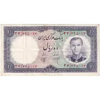 اسکناس 10 ریال 1340 - شماره سیاه - تک - VF35 - محمد رضا شاه