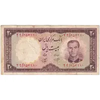 اسکناس 20 ریال 1340 - تک - VF25 - محمد رضا شاه