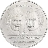 مدال 50 کرون 1976 یادبود ازدواج کارل شانزدهم با سیلویا - MS63 - سوئد