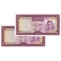 اسکناس 100 ریال (آموزگار - فرمان فرماییان) نوشته سیاه - جفت - UNC64 - محمد رضا شاه