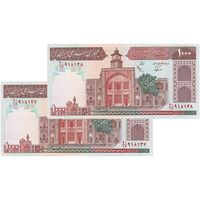 اسکناس 1000 ریال (نوربخش - عادلی) امضاء کوچک - شماره بزرگ - جفت - UNC62 - جمهوری اسلامی