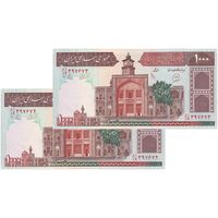اسکناس 1000 ریال (محمدخان - عادلی) شماره بزرگ - نخ کامپیوتری - جفت - UNC60 - جمهوری اسلامی
