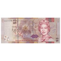اسکناس 3 دلار 2019 الیزابت دوم - تک - UNC62 - باهاما