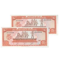 اسکناس 5 گورد 1989 جمهوری سوم - جفت - UNC65 - هائیتی