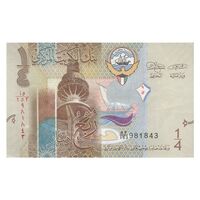 اسکناس 1/4 دینار بدون تاریخ (2014) صباح احمد جابر الصباح - تک - AU55 - کویت