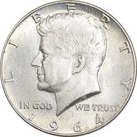 سکه نیم دلار 1964 کندی - MS64 - آمریکا