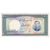 اسکناس 200 ریال 1337 - تک - AU53 - محمد رضا شاه