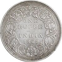 سکه 1 روپیه 1862 ویکتوریا - EF45 - هند