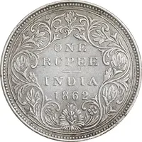 سکه 1 روپیه 1862 ویکتوریا - EF45 - هند