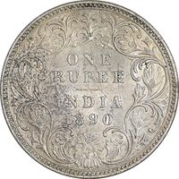 سکه 1 روپیه 1890 ویکتوریا - AU55 - هند