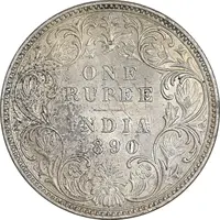 سکه 1 روپیه 1890 ویکتوریا - AU55 - هند