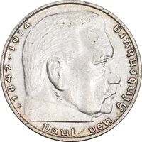 سکه 2 رایش مارک 1939D رایش سوم - AU50 - آلمان