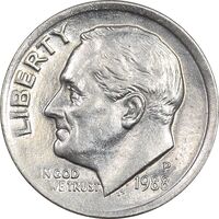 سکه 1 دایم 1988P روزولت - AU58 - آمریکا