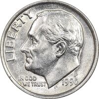 سکه 1 دایم 1990P روزولت - MS61 - آمریکا