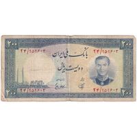اسکناس 200 ریال 1337 - تک - VF20 - محمد رضا شاه