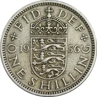 سکه 1 شیلینگ 1956 الیزابت دوم - سپر انگلیس - EF40 - انگلستان