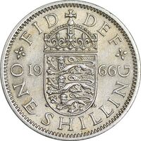 سکه 1 شیلینگ 1966 الیزابت دوم - سپر انگلیس - AU50 - انگلستان