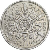 سکه 2 شیلینگ 1965 الیزابت دوم - AU50 - انگلستان