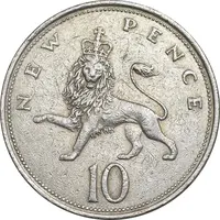 سکه 10 نیو پنس 1968 الیزابت دوم - EF45 - انگلستان