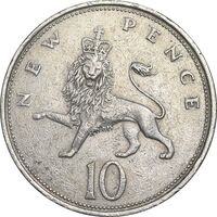 سکه 10 نیو پنس 1969 الیزابت دوم - EF45 - انگلستان