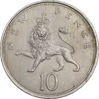 سکه 10 نیو پنس 1970 الیزابت دوم - AU50 - انگلستان