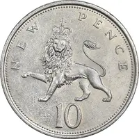 سکه 10 نیو پنس 1975 الیزابت دوم - AU50 - انگلستان