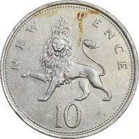 سکه 10 نیو پنس 1975 الیزابت دوم - AU50 - انگلستان