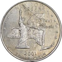 سکه کوارتر دلار 2001D ایالتی - نیویورک - AU55 - آمریکا