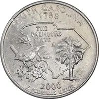 سکه کوارتر دلار 2000P ایالتی - کارولینای جنوبی - AU58 - آمریکا
