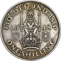 سکه 1 شیلینگ 1948 جرج ششم - تیپ 2 - EF45 - انگلستان