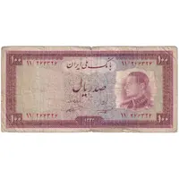 اسکناس 100 ریال 1333 - تک - F15 - محمد رضا شاه
