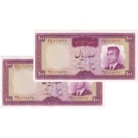 اسکناس 100 ریال (هویدا - سمیعی) - جفت - AU53 - محمد رضا شاه