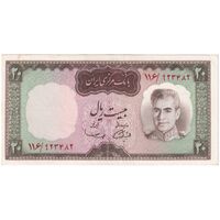 اسکناس 20 ریال (آموزگار - سمیعی) - تک - AU50 - محمد رضا شاه