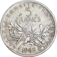 سکه 5 فرانک 1965 جمهوری کنونی - EF45 - فرانسه