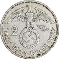 سکه 2 رایش مارک 1937A رایش سوم - AU53 - آلمان