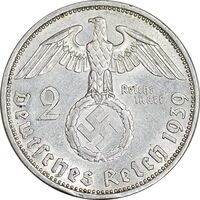 سکه 2 رایش مارک 1939A رایش سوم - AU58 - آلمان