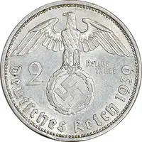 سکه 2 رایش مارک 1939A رایش سوم - AU58 - آلمان