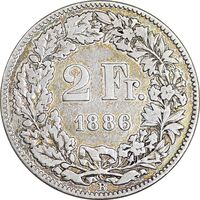 سکه 2 فرانک 1886 دولت فدرال - EF40 - سوئیس