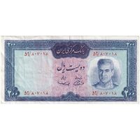 اسکناس 200 ریال (آموزگار - سمیعی) نوشته قرمز - تک - VF35 - محمد رضا شاه