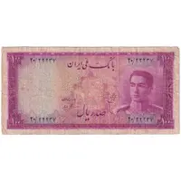 اسکناس 100 ریال سری سوم - تک - F12 - محمد رضا شاه