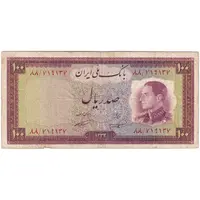 اسکناس 100 ریال 1333 - تک - VF25 - محمد رضا شاه