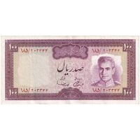 اسکناس 100 ریال (آموزگار - سمیعی) نوشته سیاه - تک - VF35 - محمد رضا شاه