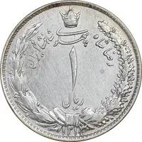 سکه 1 ریال 1313 - 3 تاریخ بزرگ - AU - cleaned - رضا شاه