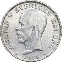 سکه 1 کرون 1936 گوستاو پنجم - MS61 - سوئد