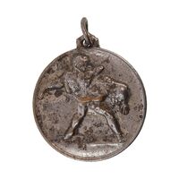 مدال آویز ورزشی نقره کشتی - VF - محمد رضا شاه