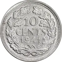 سکه 10 سنت 1941 ویلهلمینا - MS62 - هلند