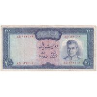 اسکناس 200 ریال (آموزگار - سمیعی) نوشته سیاه - تک - VF30 - محمد رضا شاه
