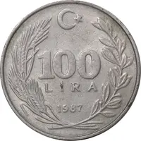 سکه 100 لیر 1987 جمهوری - AU55 - ترکیه