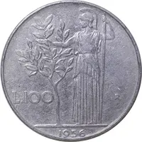 سکه 100 لیره 1956 جمهوری - EF45 - ایتالیا